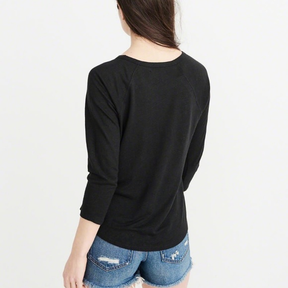 LINEN-BLEND BASEBALL TEE, black, XS - Picture 3 of 3